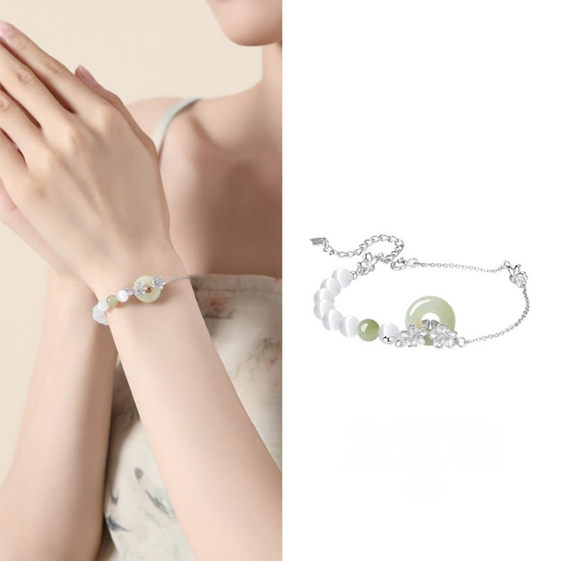 Hetian Jade Peach Blossom Luck Bracelet