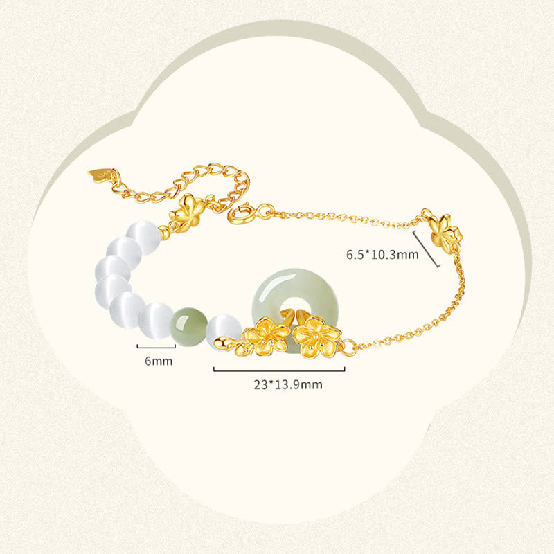 Hetian Jade Peach Blossom Luck Bracelet