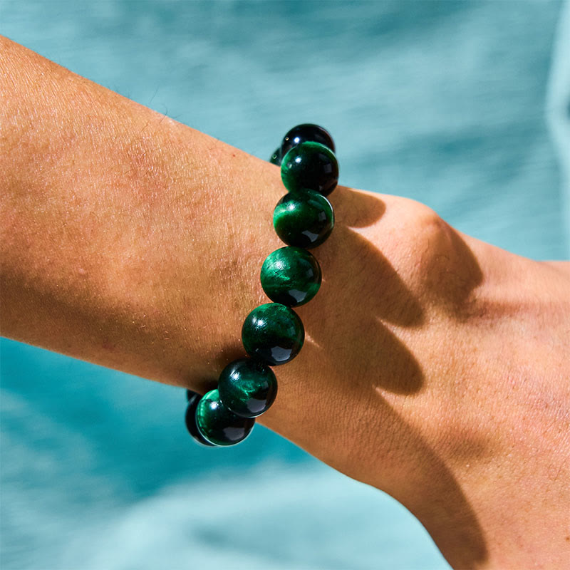 10mm Green Tiger Eye Growth Energy Bracelet