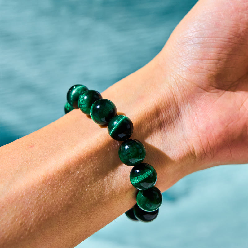 10mm Green Tiger Eye Growth Energy Bracelet