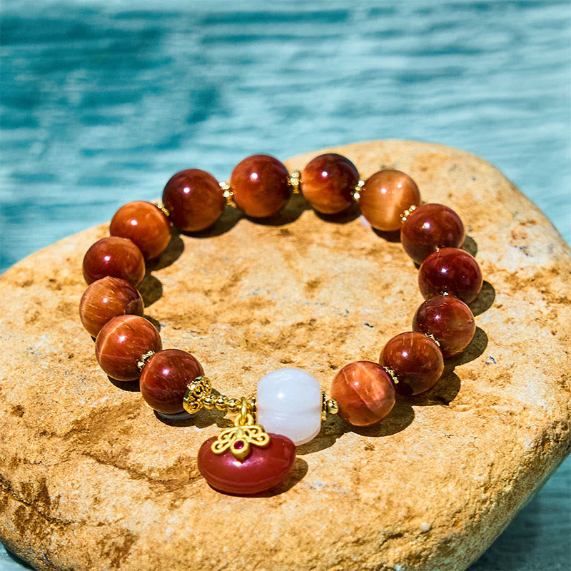 8mm Red Tiger Eye Calm Bracelet for Protection & Balance