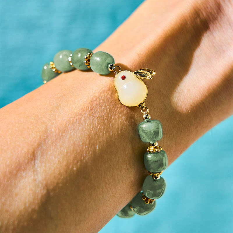 Green Aventurine Rabbit Luck Bead Bracelet for Positive Energy