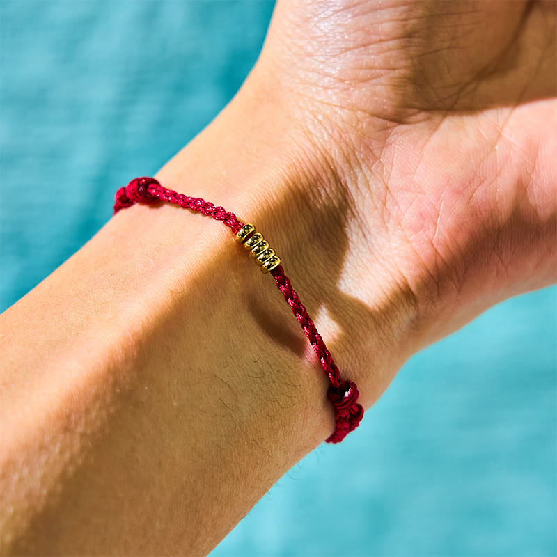 Red String Lucky Golden Bead Bracelet Anklet