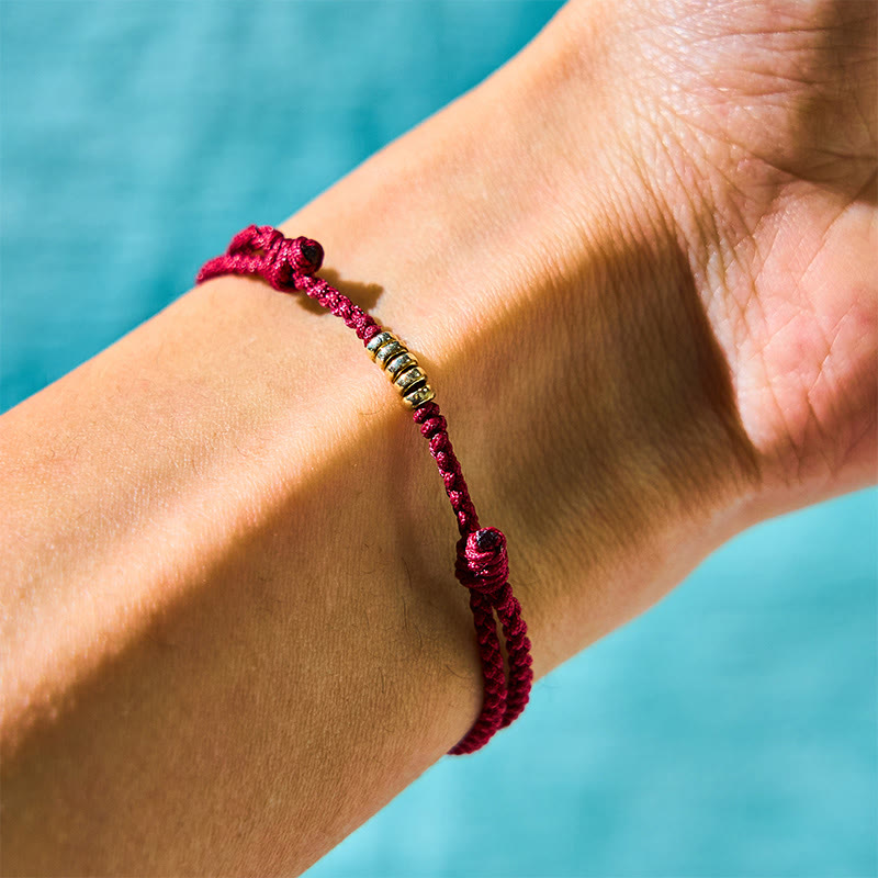 Red String Lucky Golden Bead Bracelet Anklet