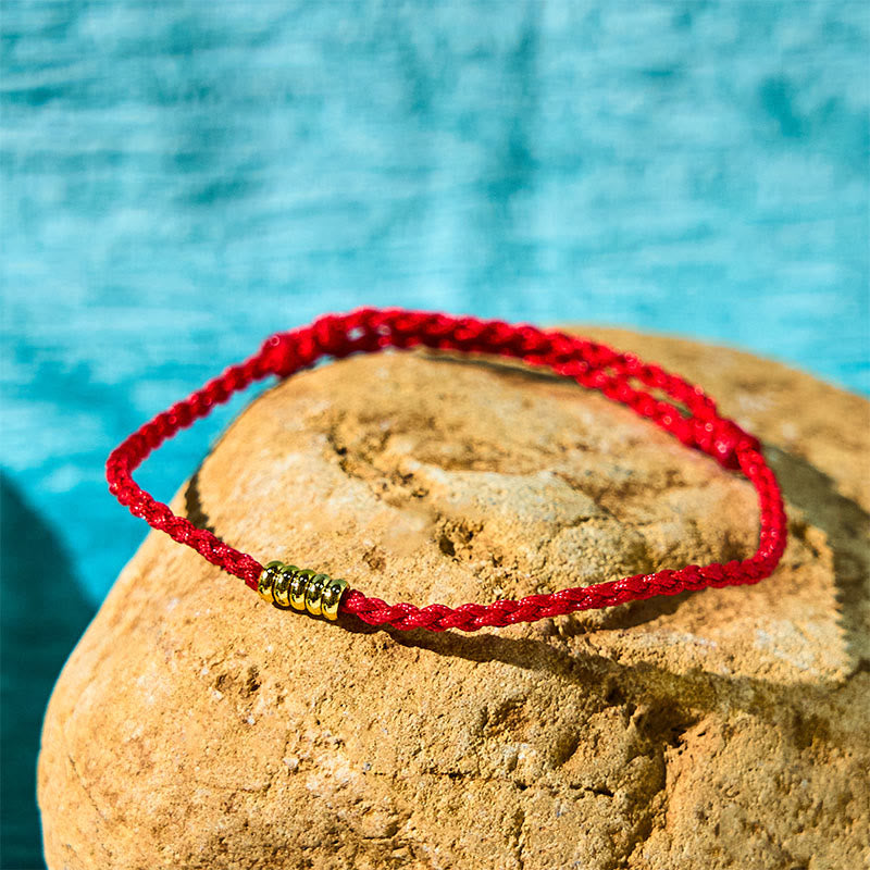 Red String Lucky Golden Bead Bracelet Anklet