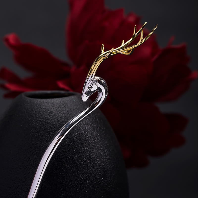 925 Sterling Silver Deer Antler Protection Hairpin