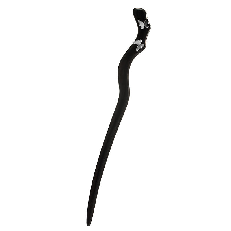 Ebony Butterfly Hairpin 925 Silver | Chinese Style Relaxation