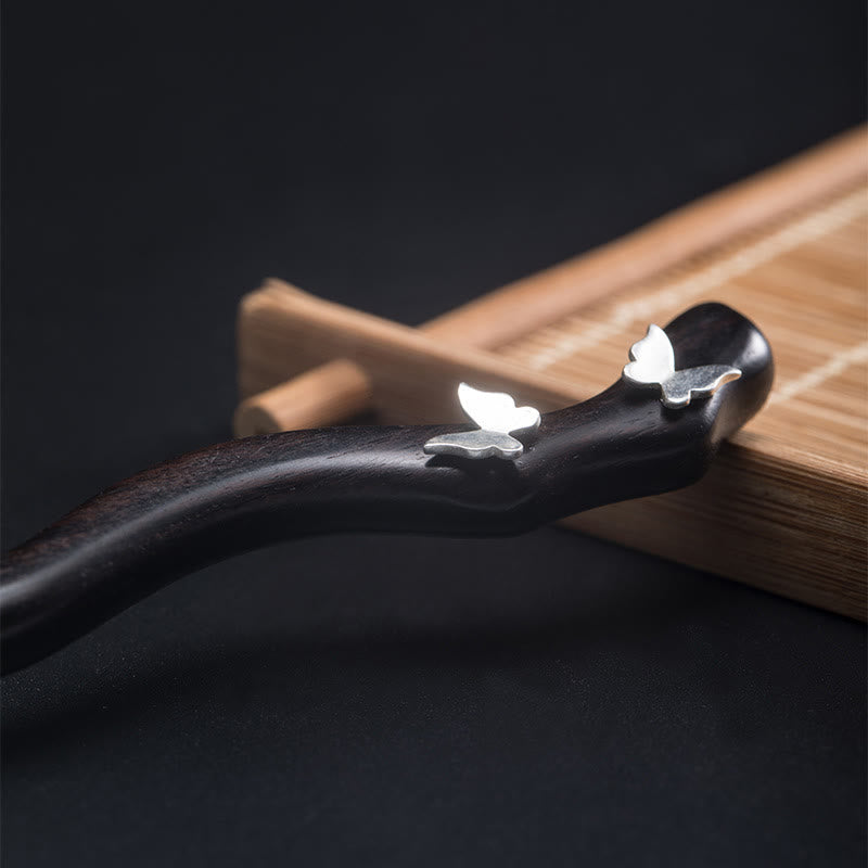 Ebony Butterfly Hairpin 925 Silver | Chinese Style Relaxation