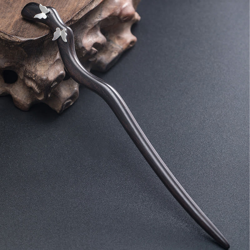 Ebony Butterfly Hairpin 925 Silver | Chinese Style Relaxation