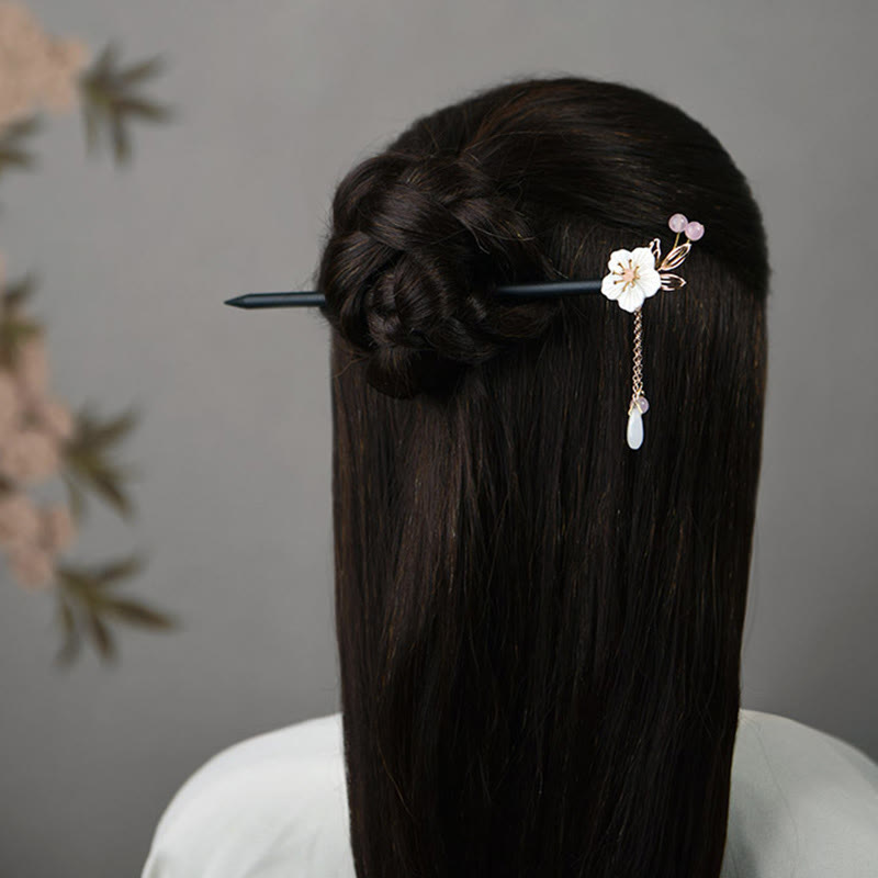 Classical Chinese Bauhinia Tassel Wood Hairpin