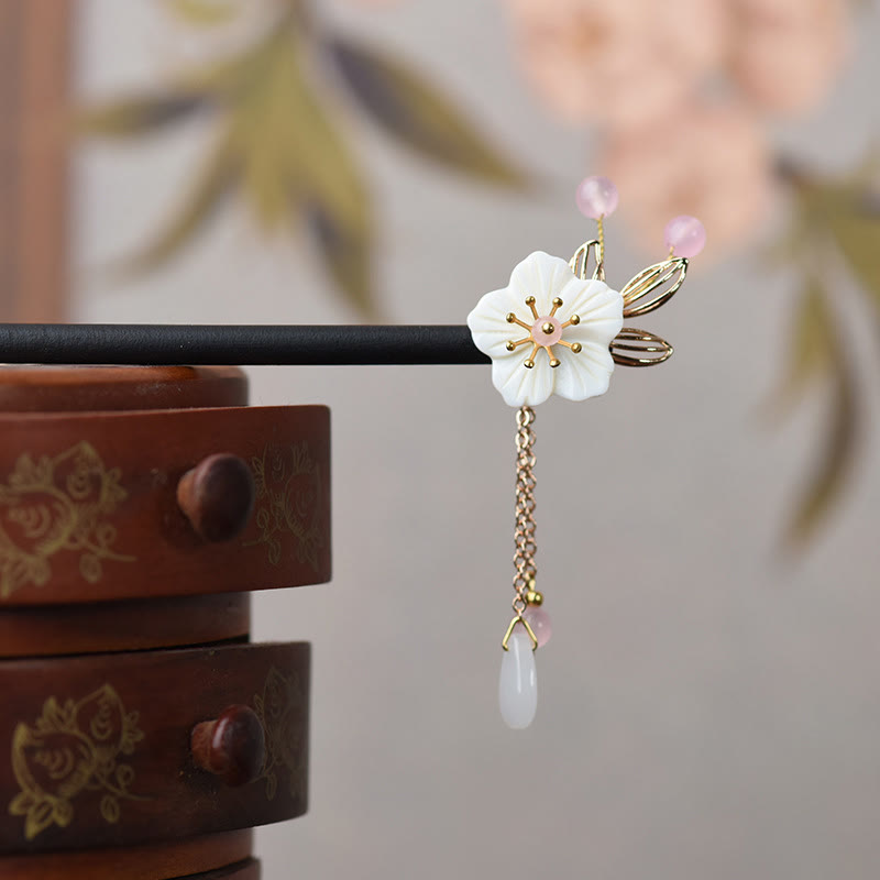 Classical Chinese Bauhinia Tassel Wood Hairpin