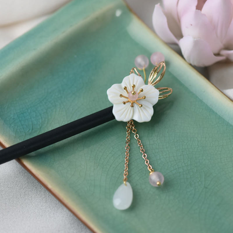Classical Chinese Bauhinia Tassel Wood Hairpin