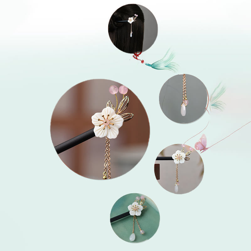 Classical Chinese Bauhinia Tassel Wood Hairpin