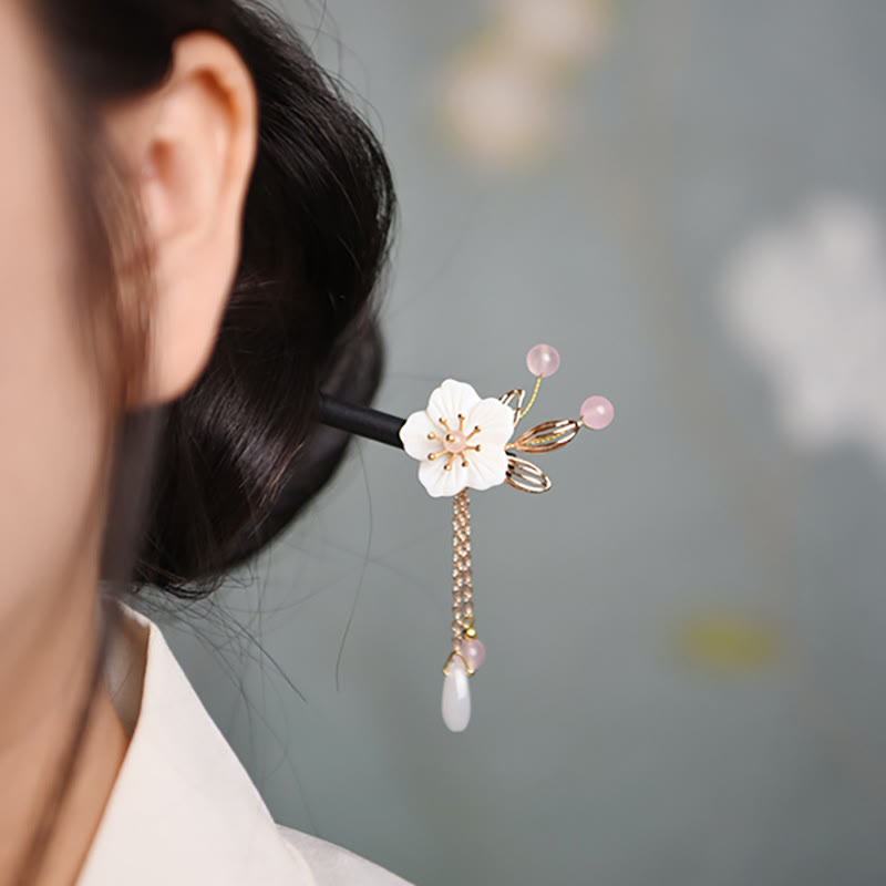 Classical Chinese Bauhinia Tassel Wood Hairpin