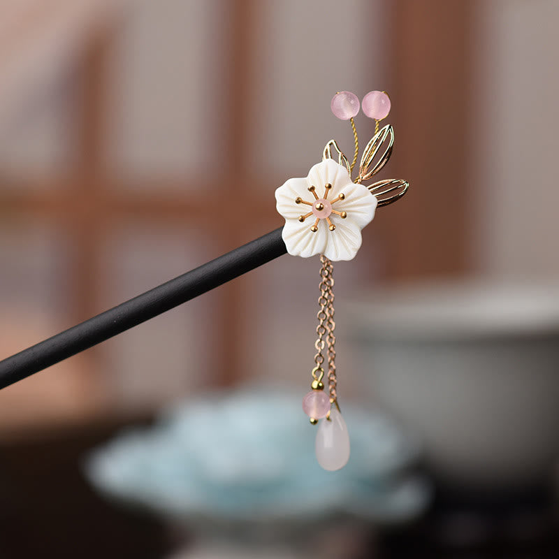 Classical Chinese Bauhinia Tassel Wood Hairpin