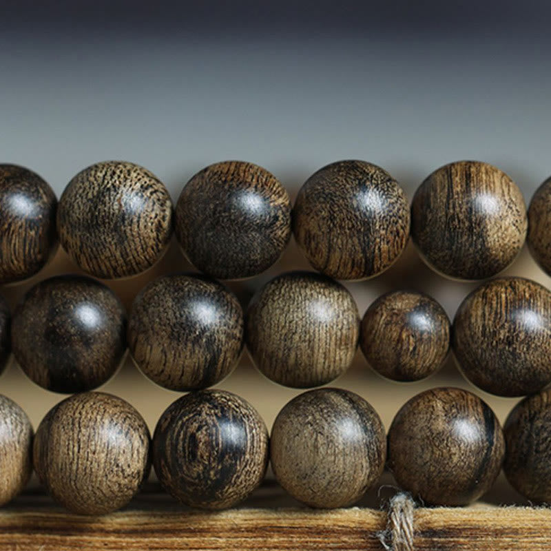108 Beads Tarakan Agarwood Wood Mala Bracelet for Protection