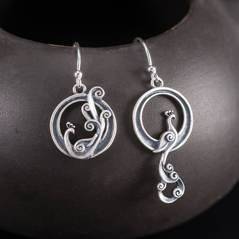 Sterling Silver Peacock Spiritual Earrings