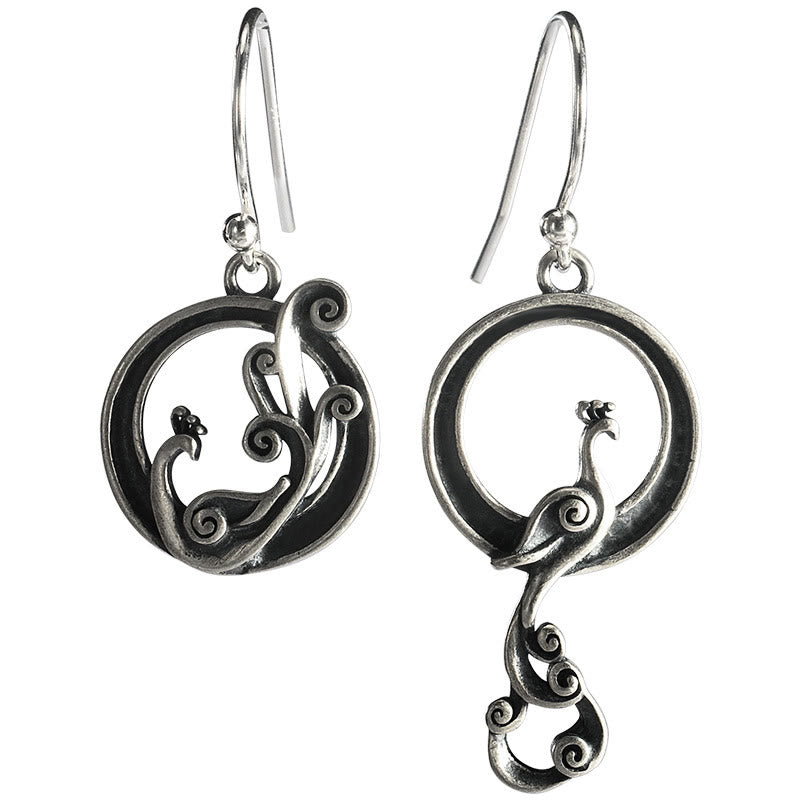 Sterling Silver Peacock Spiritual Earrings