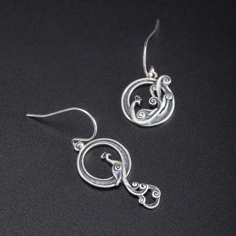 Sterling Silver Peacock Spiritual Earrings