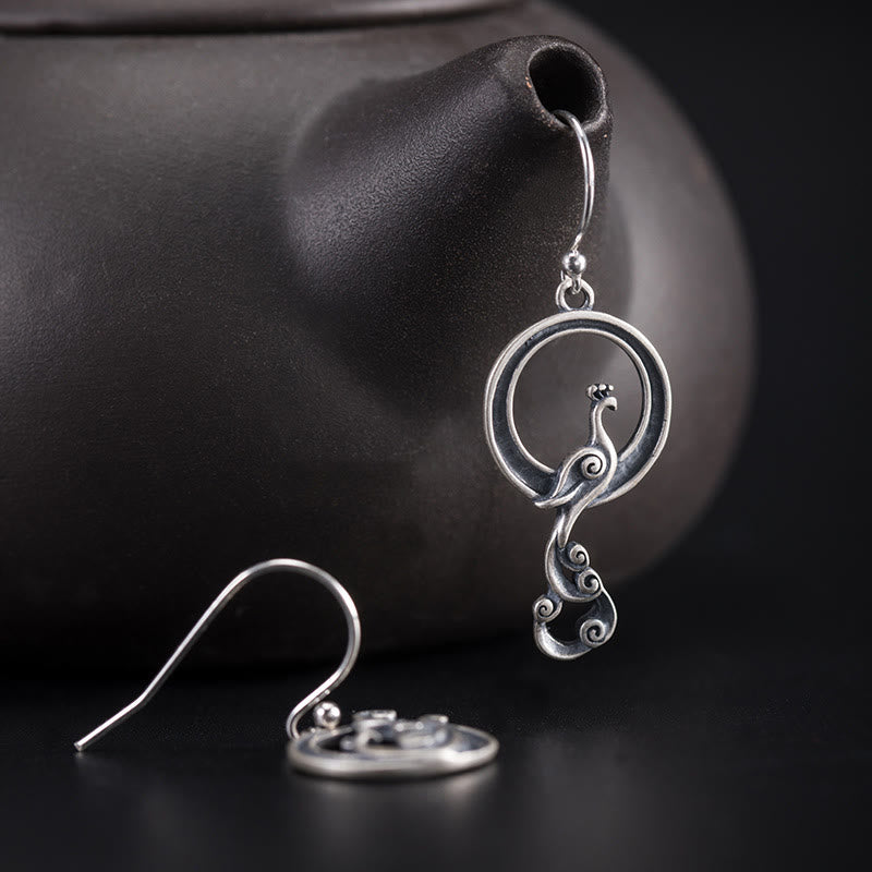 Sterling Silver Peacock Spiritual Earrings