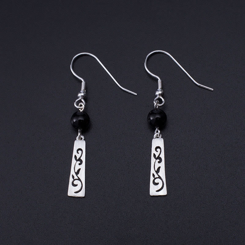 Sterling Silver Black Onyx Protection Earrings