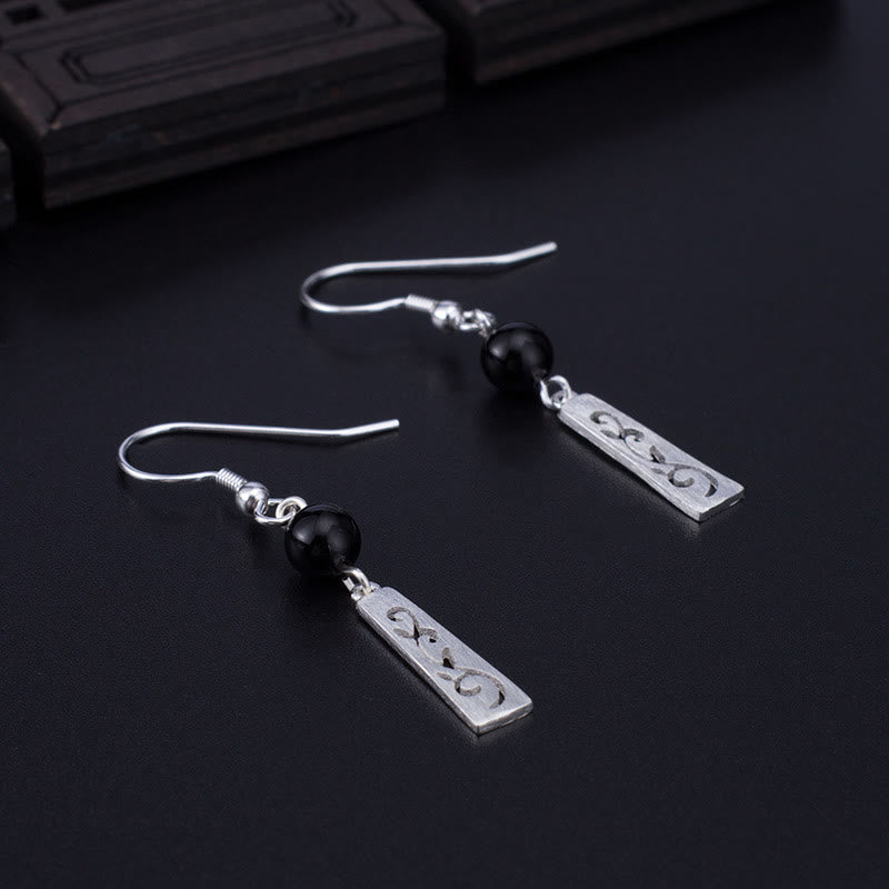 Sterling Silver Black Onyx Protection Earrings