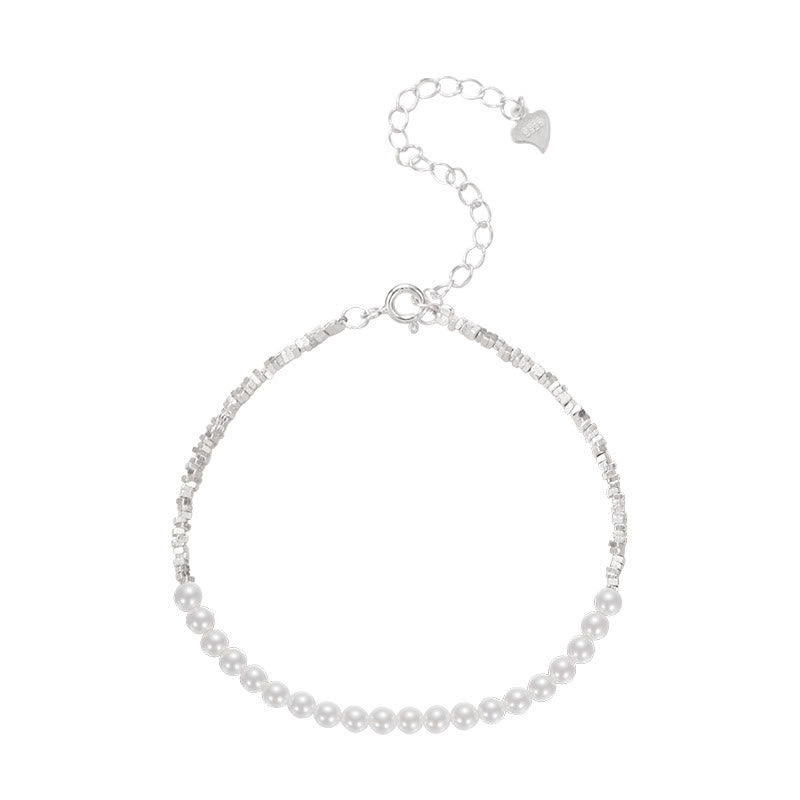 925 Sterling Silver Pearl Protection Anklet