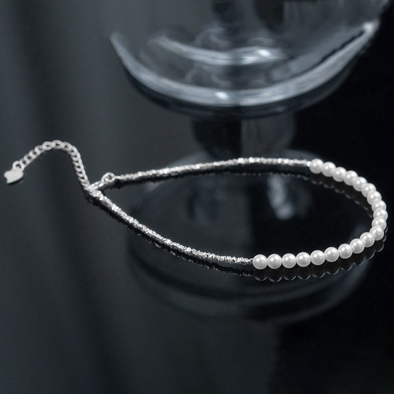925 Sterling Silver Pearl Protection Anklet
