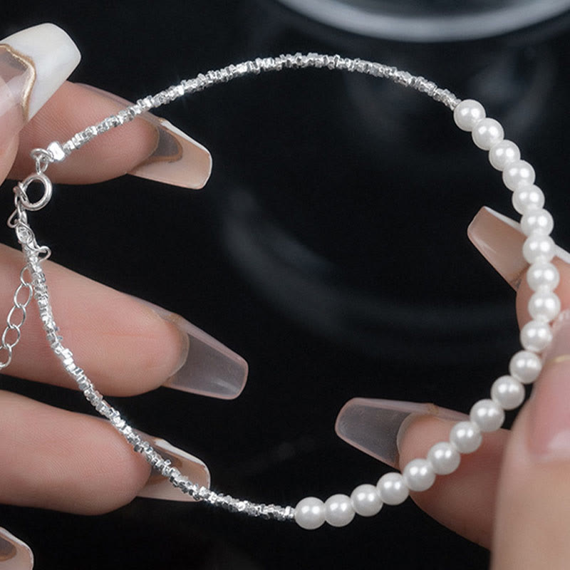 925 Sterling Silver Pearl Protection Anklet