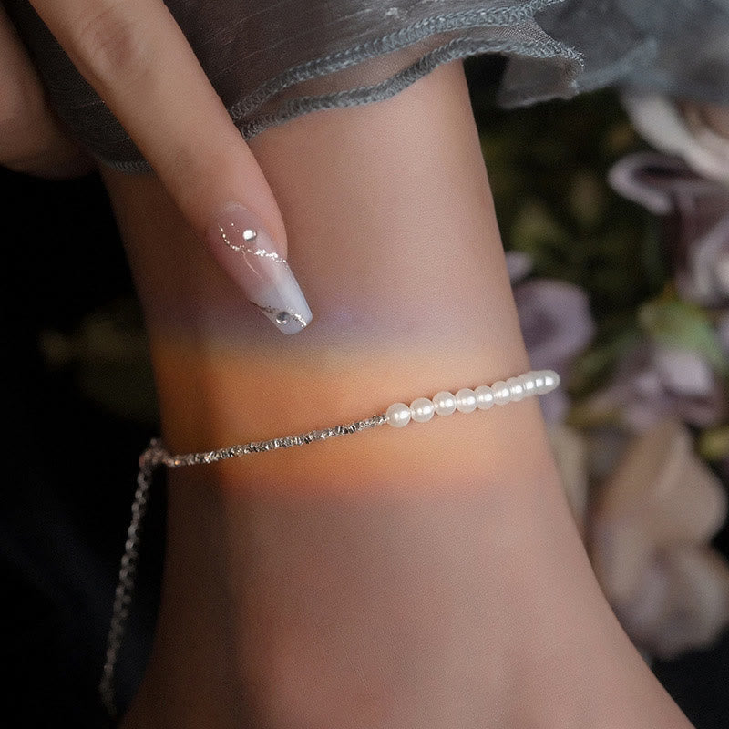 925 Sterling Silver Pearl Protection Anklet