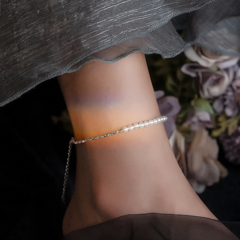 925 Sterling Silver Pearl Protection Anklet
