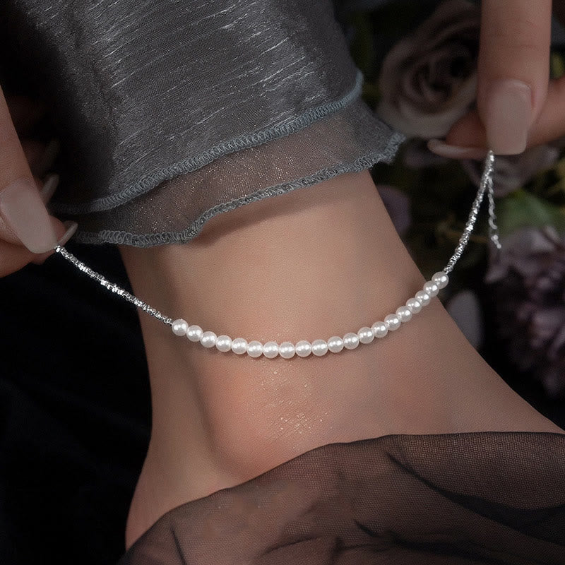925 Sterling Silver Pearl Protection Anklet