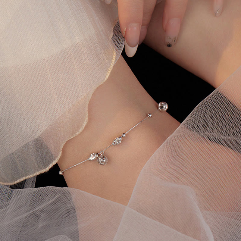 925 Sterling Silver Simple Bead Anklet