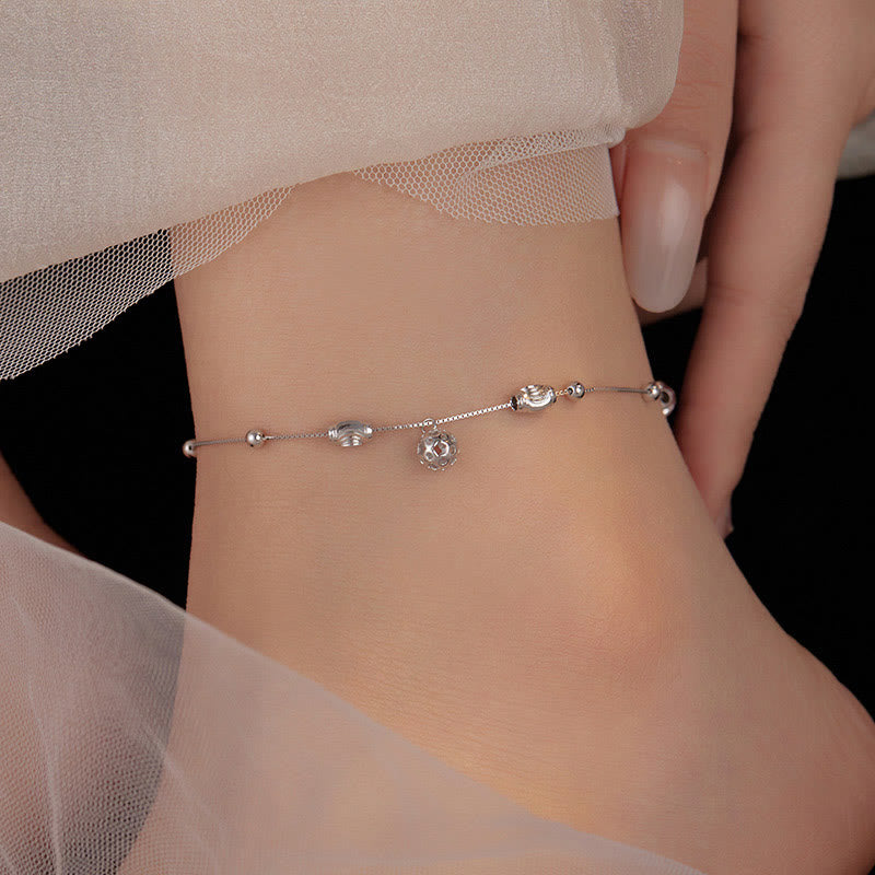 925 Sterling Silver Simple Bead Anklet