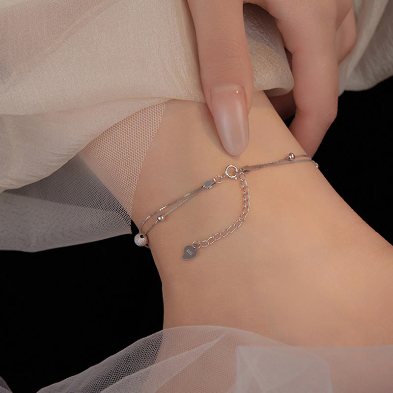 925 Sterling Silver Ginkgo Protection Anklet