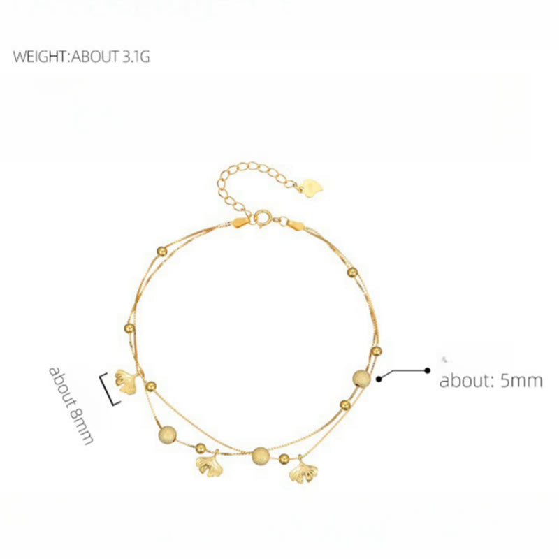 925 Sterling Silver Ginkgo Protection Anklet