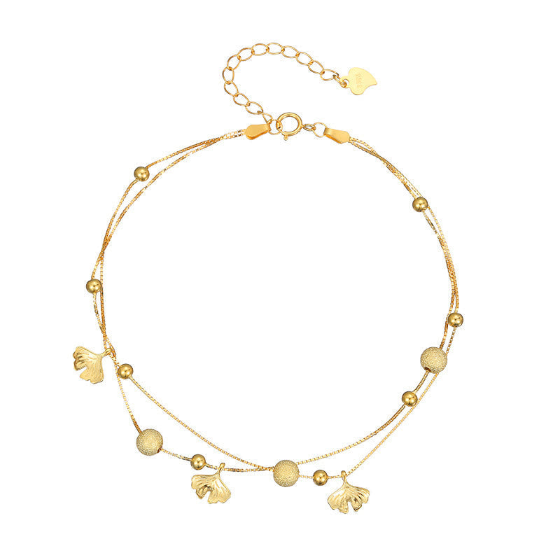 925 Sterling Silver Ginkgo Protection Anklet