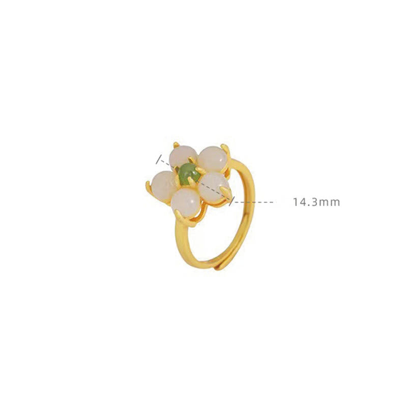 Hetian Jade Adjustable Peach Blossom Ring