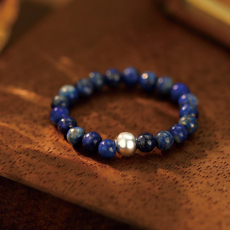 925 Sterling Silver Jade Ring with Crystal Beads for Blessing & Protection