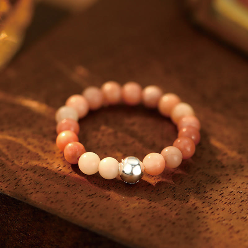 925 Sterling Silver Jade Ring with Crystal Beads for Blessing & Protection