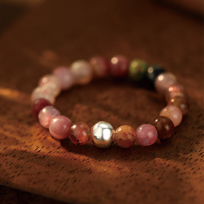 925 Sterling Silver Jade Ring with Crystal Beads for Blessing & Protection