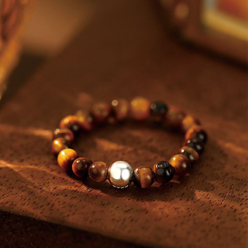 925 Sterling Silver Jade Ring with Crystal Beads for Blessing & Protection