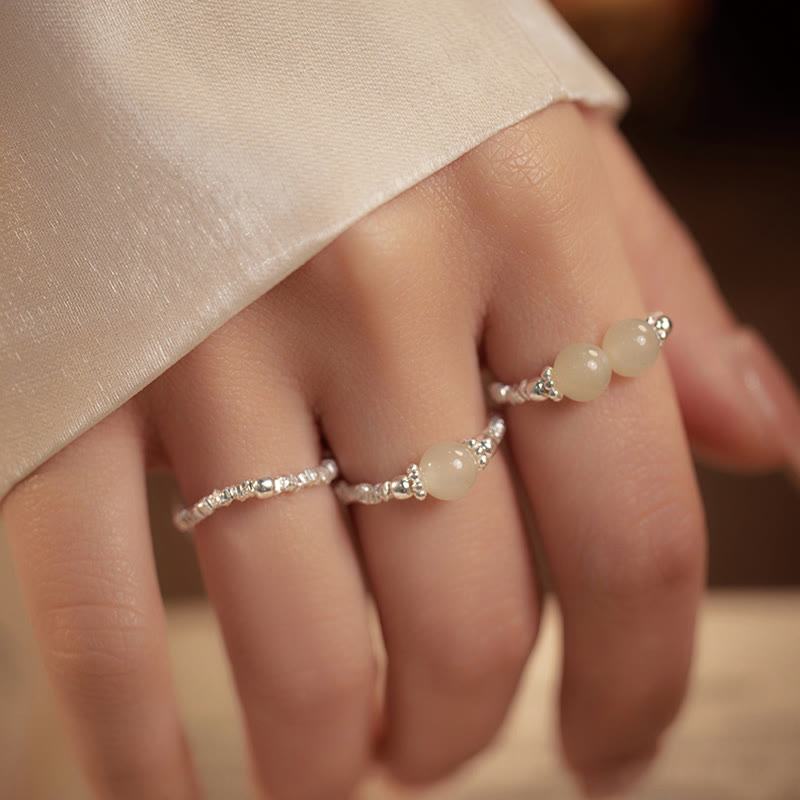 925 Sterling Silver Hetian Jade Ring - 6mm