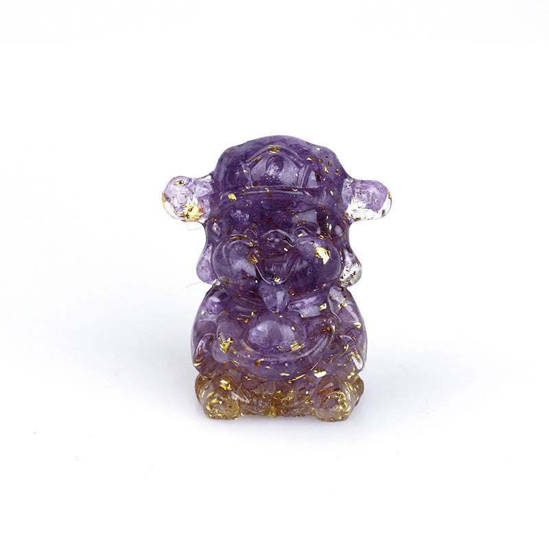 Amethyst God of Wealth Crystal Resin Feng Shui Decor 5.6cm