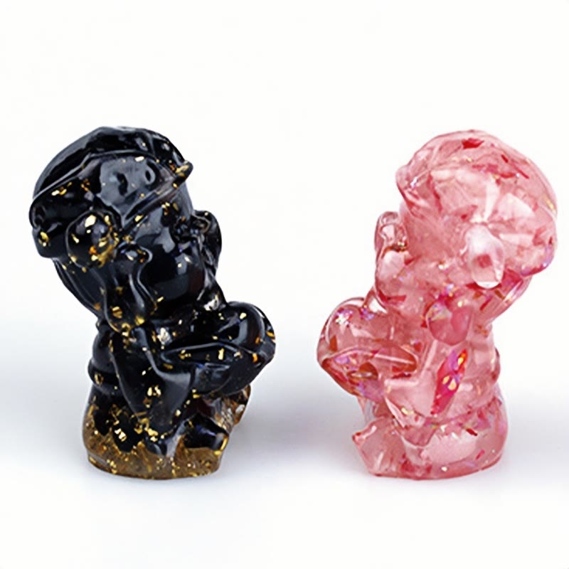 Amethyst God of Wealth Crystal Resin Feng Shui Decor 5.6cm