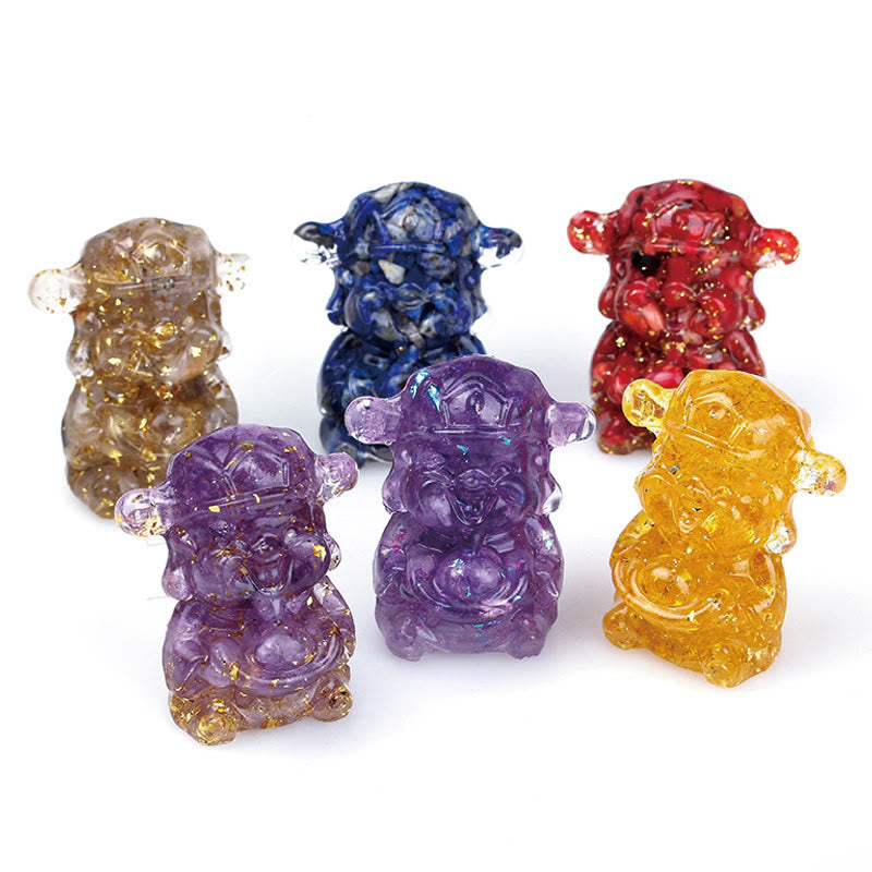 Amethyst God of Wealth Crystal Resin Feng Shui Decor 5.6cm