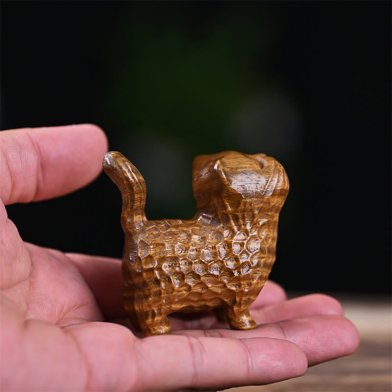 Green Sandalwood Cat 9.5cm Zen Decor for Protection & Calm