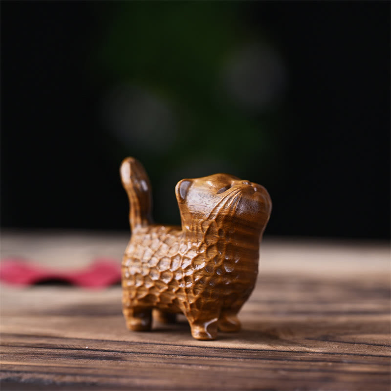 Green Sandalwood Cat 9.5cm Zen Decor for Protection & Calm