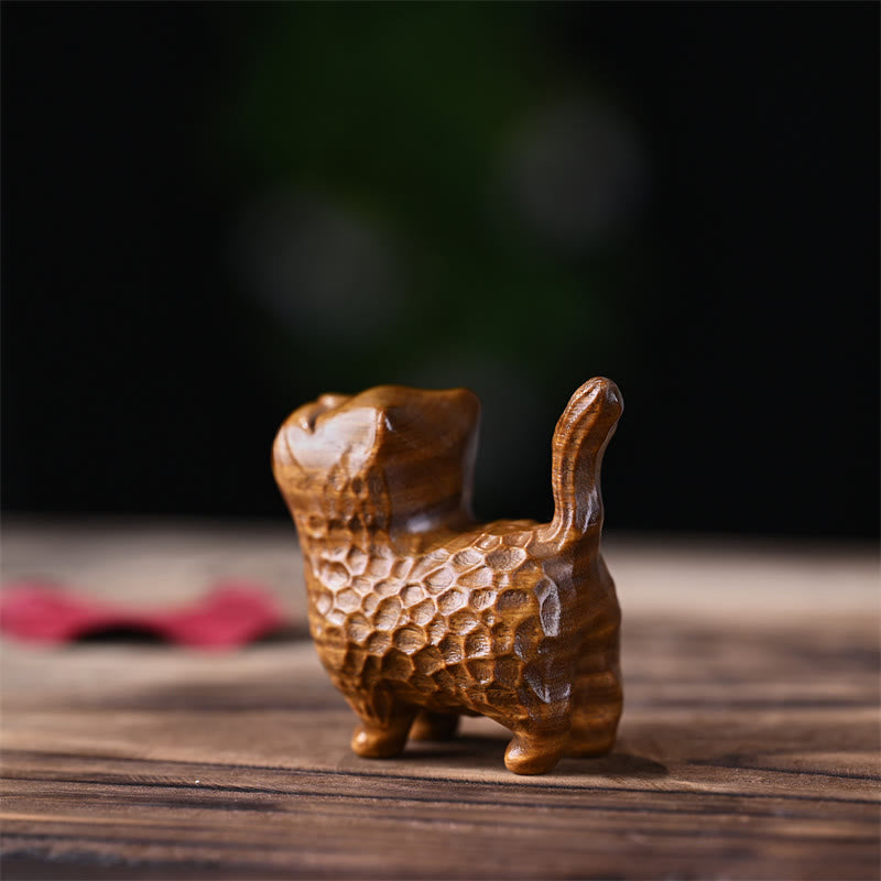 Green Sandalwood Cat 9.5cm Zen Decor for Protection & Calm