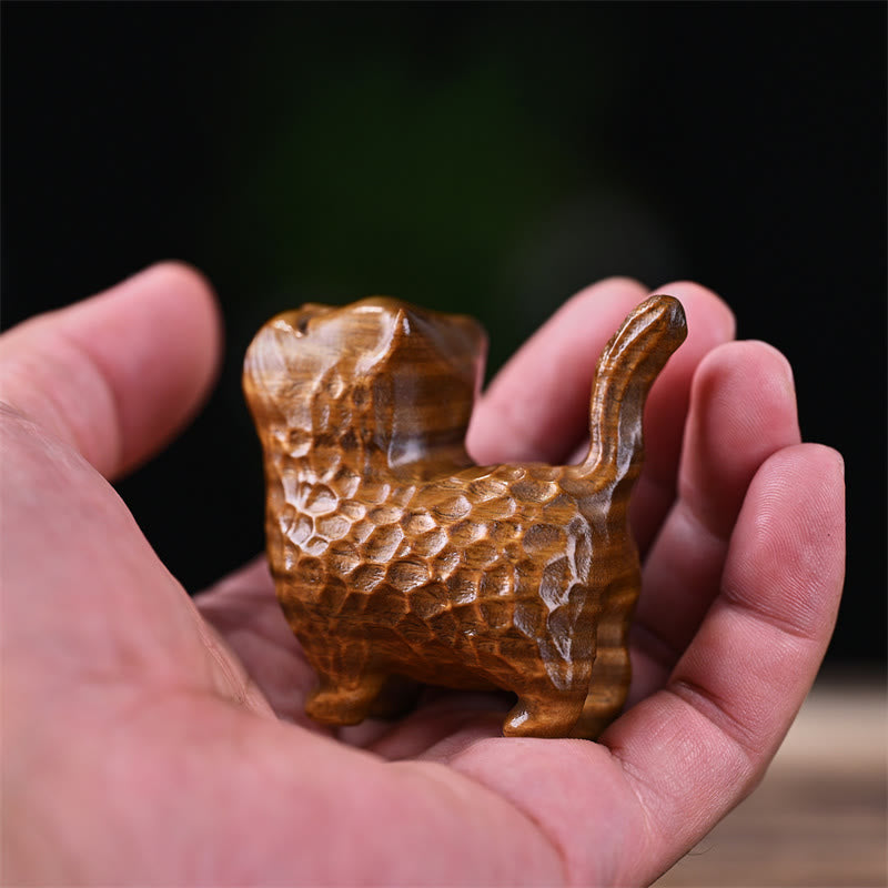 Green Sandalwood Cat 9.5cm Zen Decor for Protection & Calm